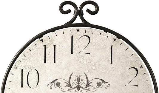 Randall Vintage Wall Clock | Wrought Iron Frame, Silent Quartz Pendulum, Battery Operated | Antique Rustic Decor
