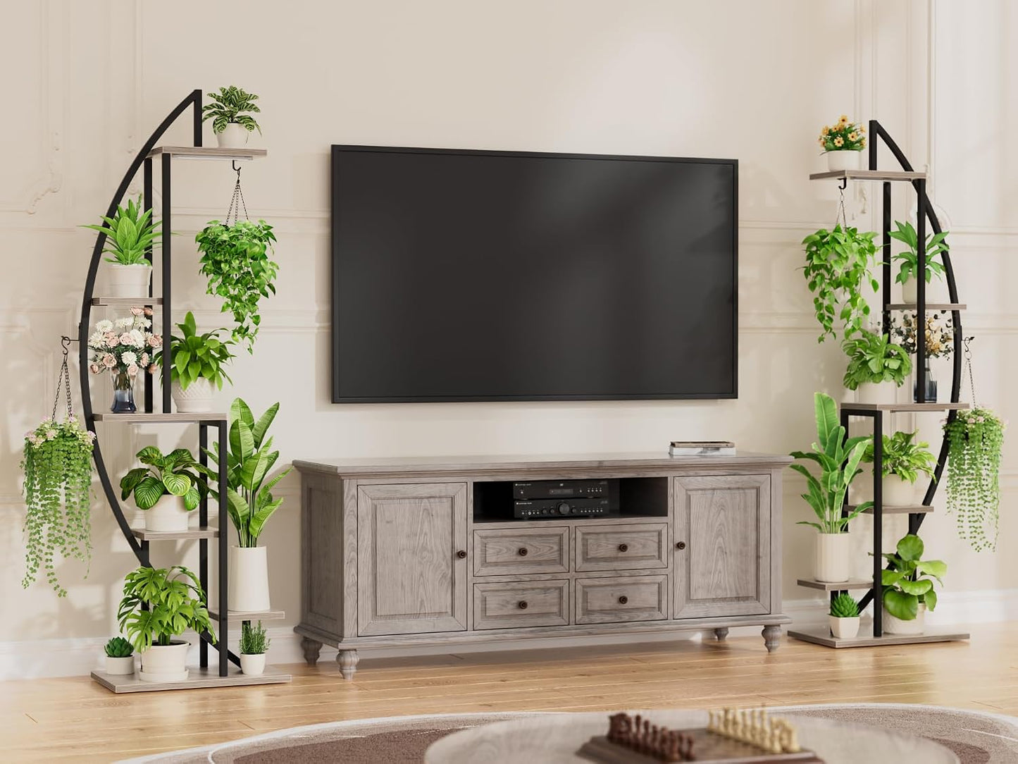 Plant Stand with Grow Light, 2 Pack Tall Indoor Plant Shelf 6 Tier | 63" Lighted Plant Stand with Large Capacity for Indoor Plants Multiple, Metal Plant Display Holder Rack for Living Room Patio