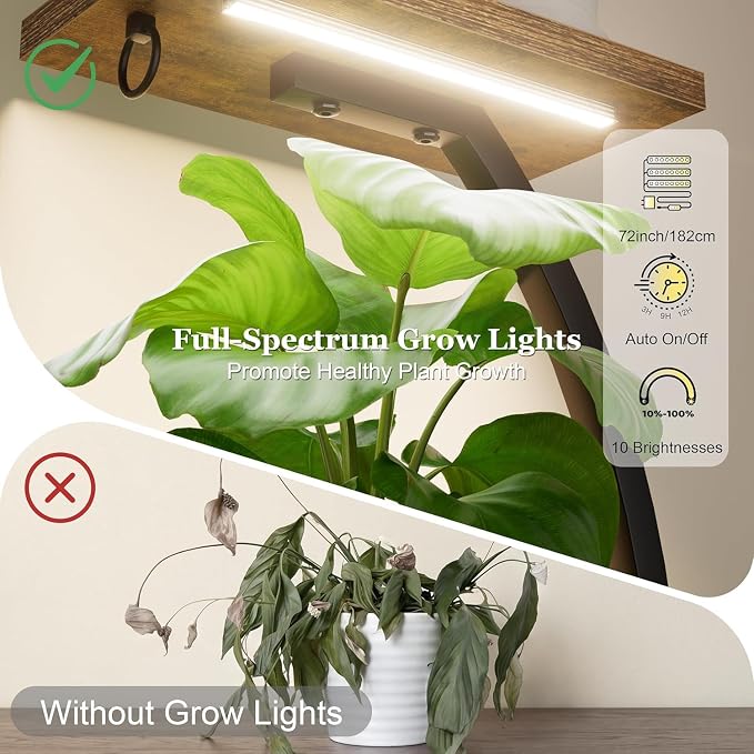 Plant Stand with Grow Light, 2 Pack Tall Indoor Plant Shelf 6 Tier | 63" Lighted Plant Stand with Large Capacity for Indoor Plants Multiple, Metal Plant Display Holder Rack for Living Room Patio