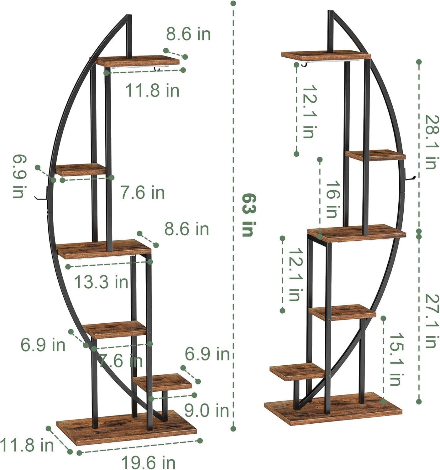 Plant Stand with Grow Light, 2 Pack Tall Indoor Plant Shelf 6 Tier | 63" Lighted Plant Stand with Large Capacity for Indoor Plants Multiple, Metal Plant Display Holder Rack for Living Room Patio