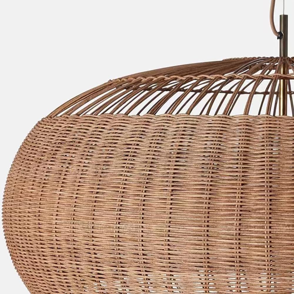 Rattan Handwoven Pendant Lights Adjustable Bamboo Wicker Hanging Lamp, Pendantt Light Fixture With Drum Basket Shade 1 Light Woven Pendant Light For Dining Room Living Room (Not Bulb Included)