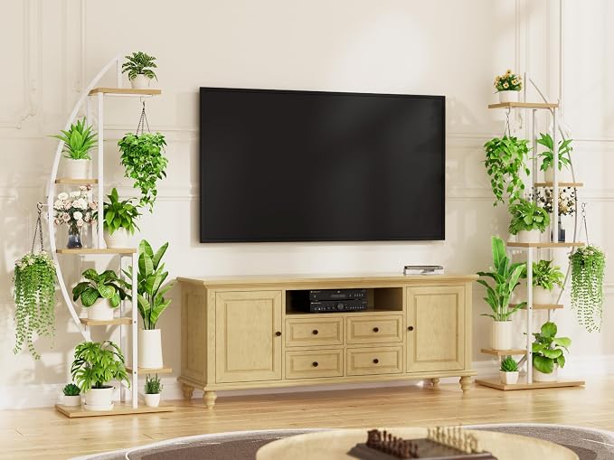 Plant Stand with Grow Light, 2 Pack Tall Indoor Plant Shelf 6 Tier | 63" Lighted Plant Stand with Large Capacity for Indoor Plants Multiple, Metal Plant Display Holder Rack for Living Room Patio
