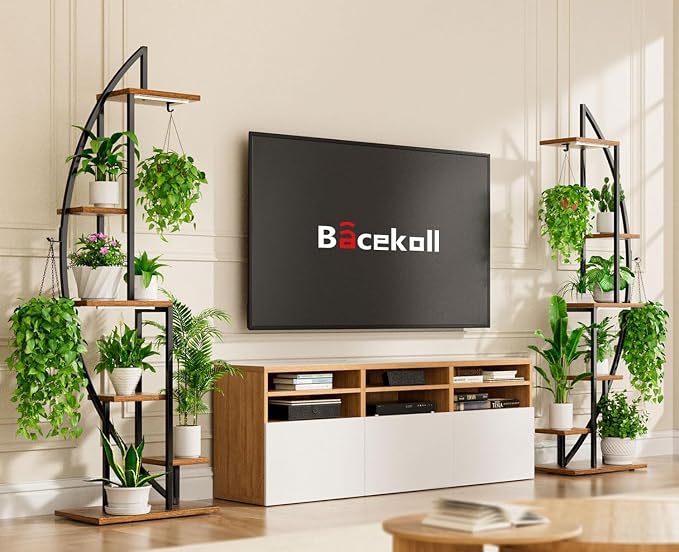 Plant Stand with Grow Light, 2 Pack Tall Indoor Plant Shelf 6 Tier | 63" Lighted Plant Stand with Large Capacity for Indoor Plants Multiple, Metal Plant Display Holder Rack for Living Room Patio