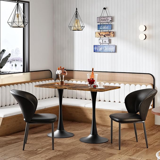 Dining Table, Square Dining Table for 2, 27.6" Dining Room Table for Small Spaces, Tulip Kitchen Table, Anti-Slip Heavy Base, Easy to Assemble, for Living Room, Kitchen, Rustic Brown BF18CZ01