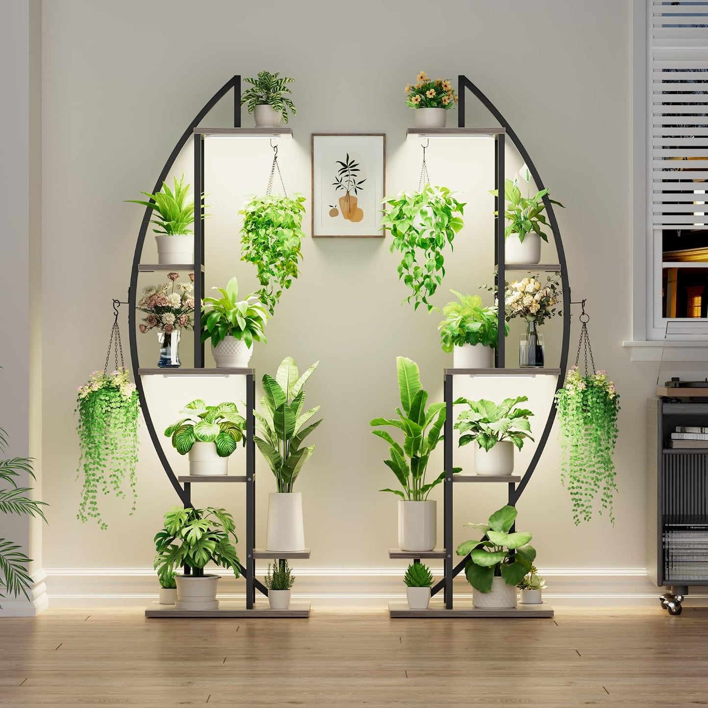 Plant Stand with Grow Light, 2 Pack Tall Indoor Plant Shelf 6 Tier | 63" Lighted Plant Stand with Large Capacity for Indoor Plants Multiple, Metal Plant Display Holder Rack for Living Room Patio