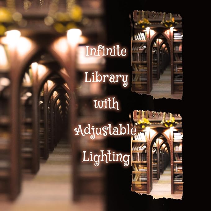 DIY Book Nook Kit for Adults, Infinite Magicspell Library Booknook with Flame Illusion