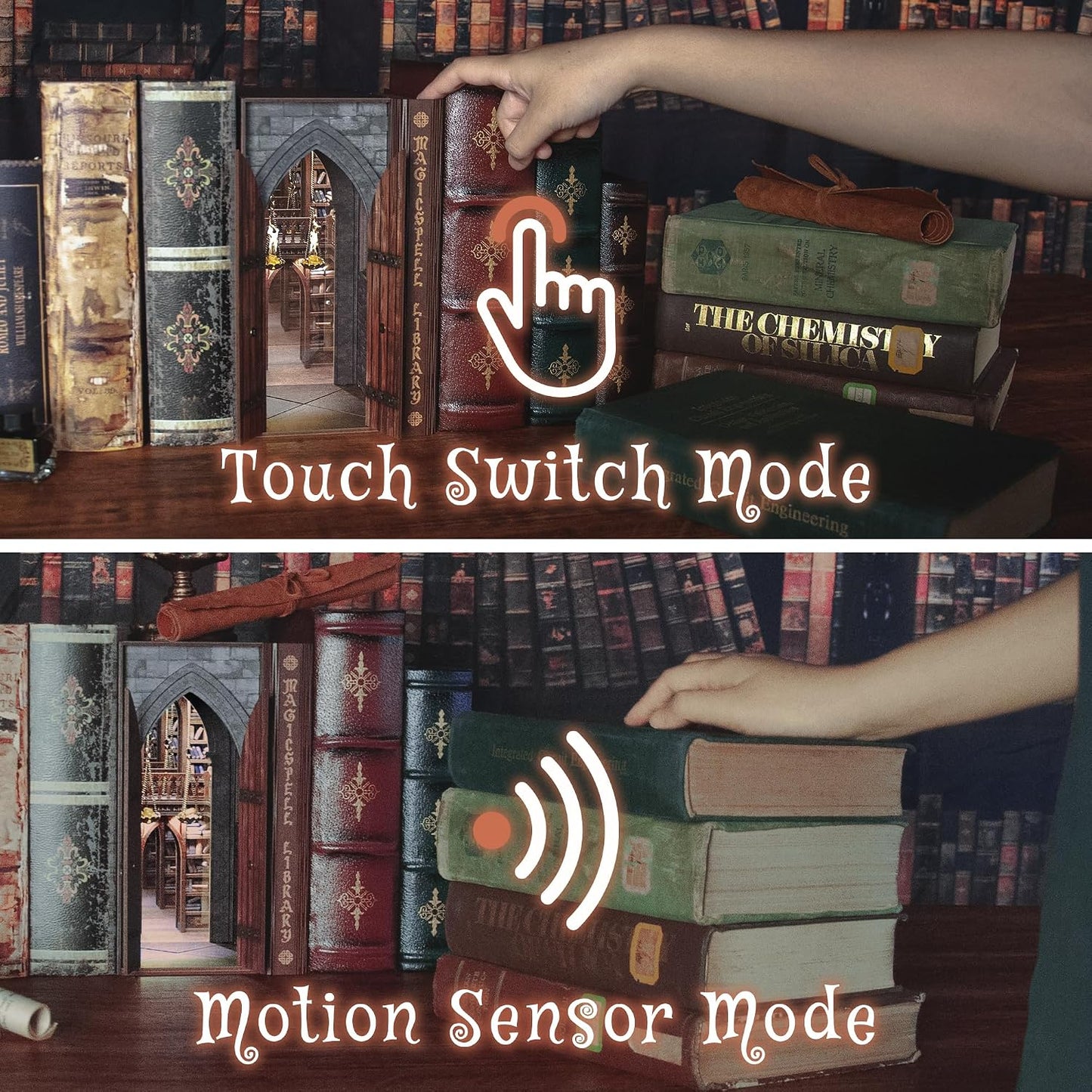 DIY Book Nook Kit for Adults, Infinite Magicspell Library Booknook with Flame Illusion